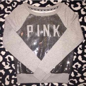 Victorias Secret Pink Grey Sequenced Sweatshirt✨